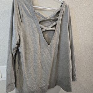 Gray V-Neck Women Top